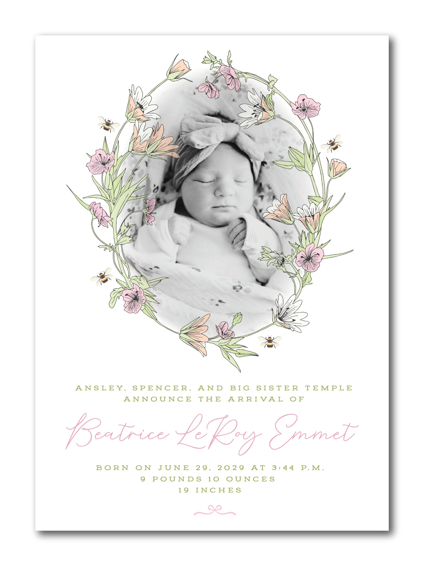 The Beatrice Birth Announcement Ledgewood Fine Stationery