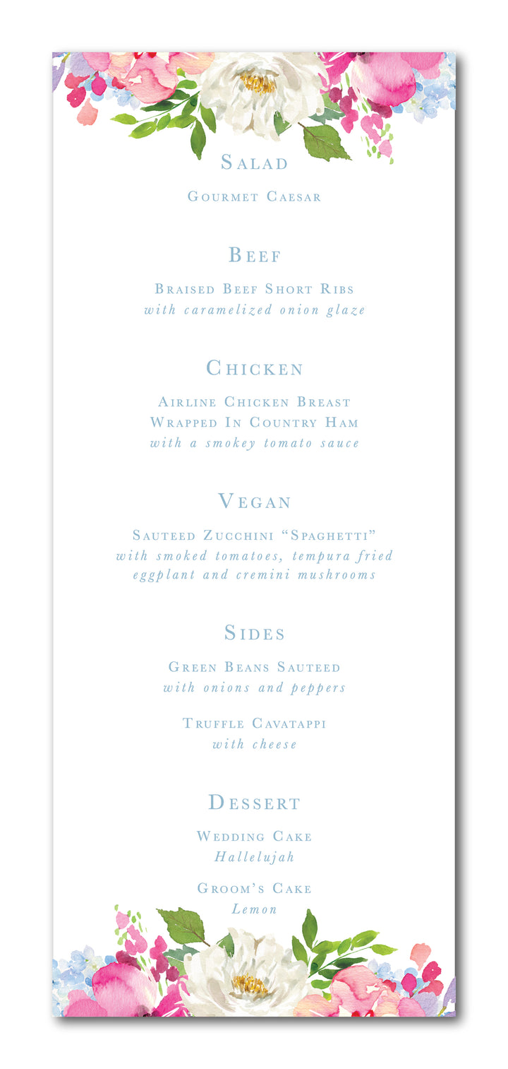 The Emma Menu Card