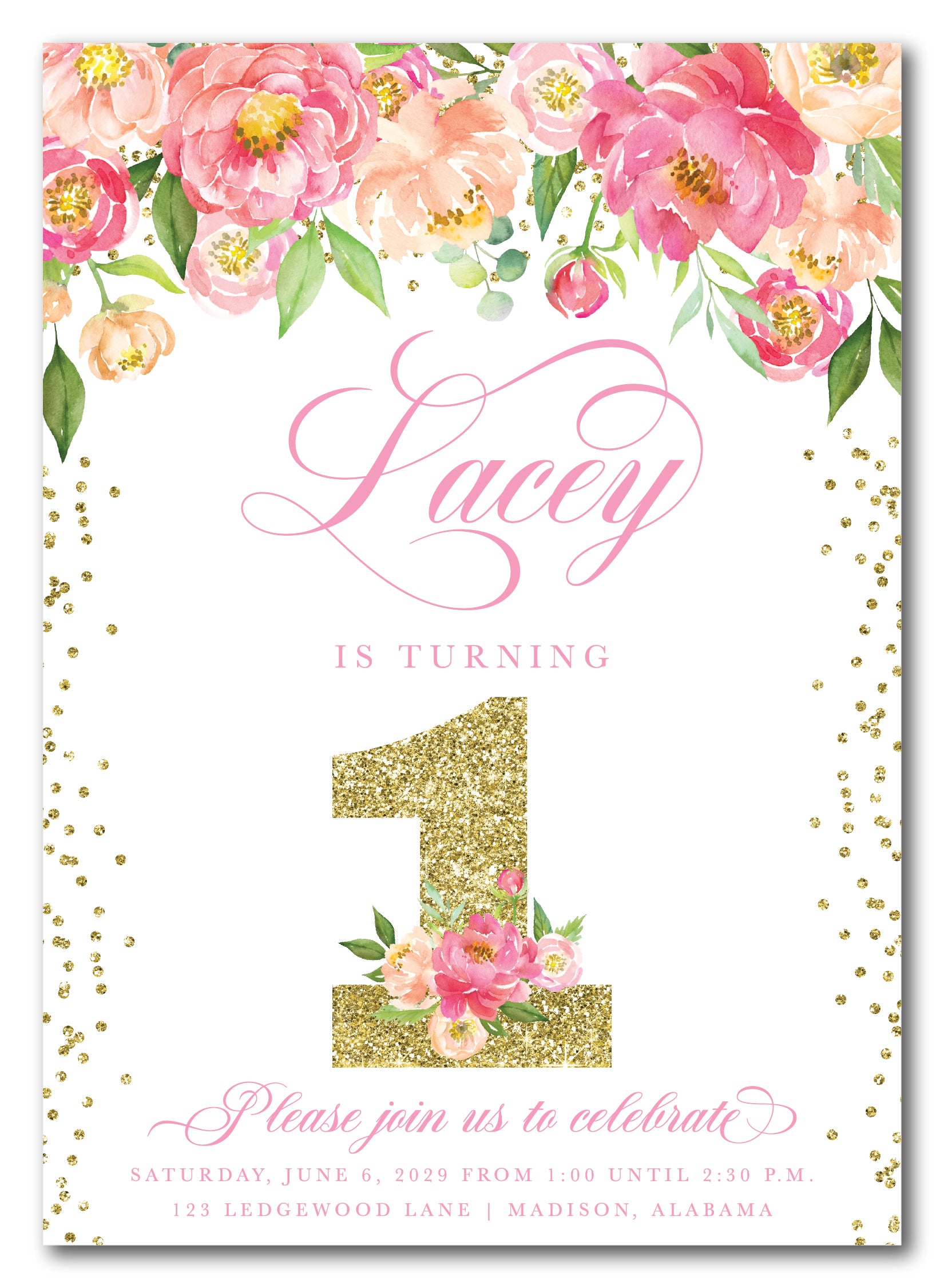 The Floral Birthday Party Invitation – Ledgewood Fine Stationery